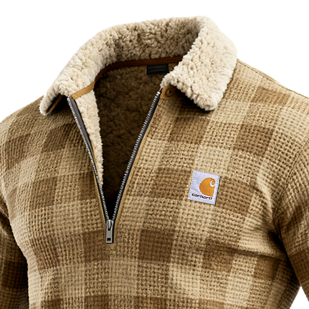 Carahrtt Men's Khaki Plaid Half-Zip Pullover-Unitsen