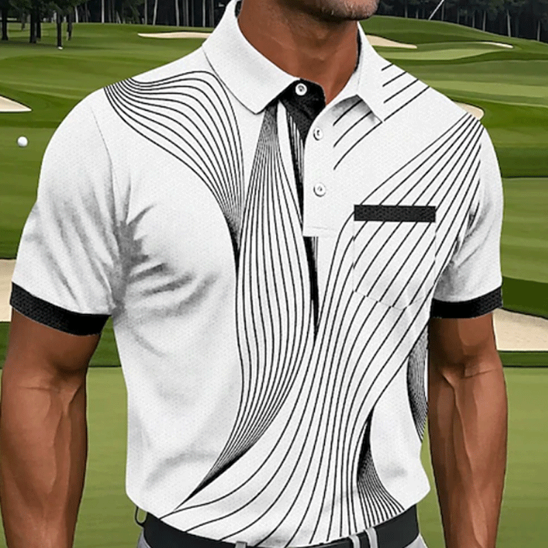 Stylish Golf Polo Shirt With Modern Striped Design For Men-Unitsen