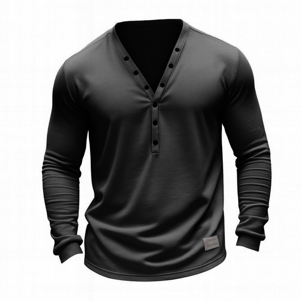 Stylish Henley Neck Long Sleeve Shirt For Men - Perfect For Casual And Semi-Formal Occasions-Unitsen