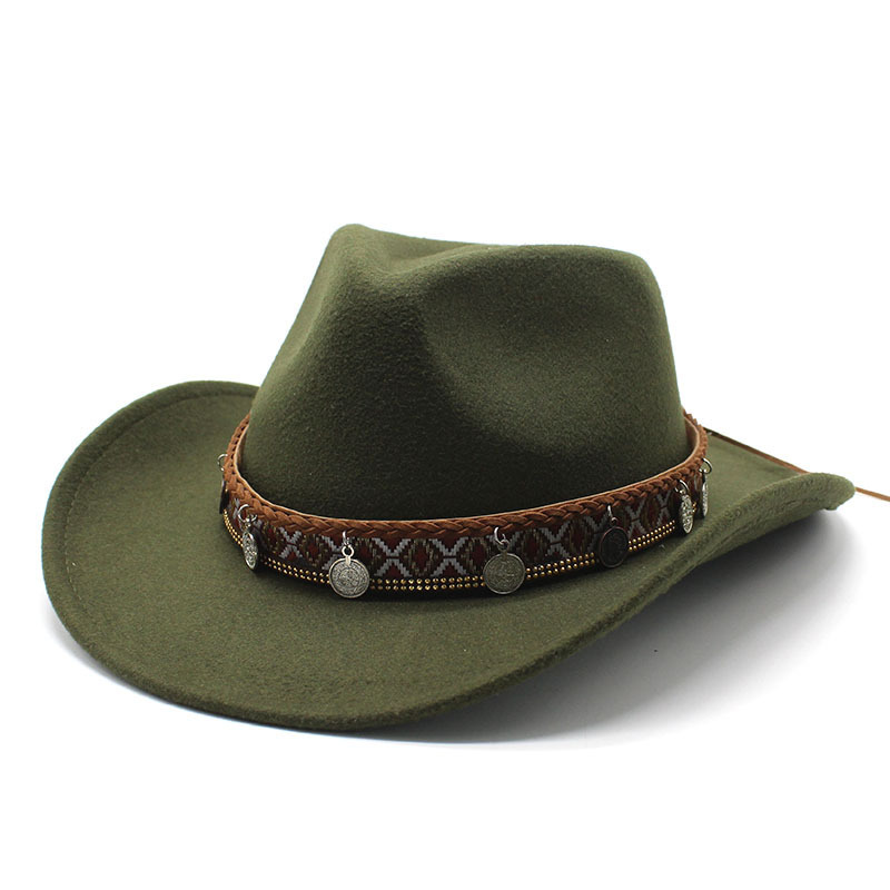 Unisex Stylish Western Cowboy Hat With Embellished Band - Perfect For Festivals And Casual Wear-Unitsen