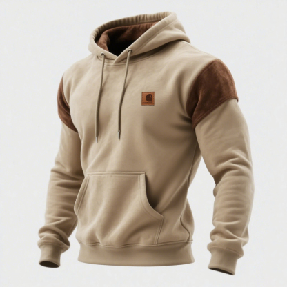 Outdoor Men's Casual Contrast Color Stitching Hooded Sweatshirt Retro Western Sweatshirt-Unitsen