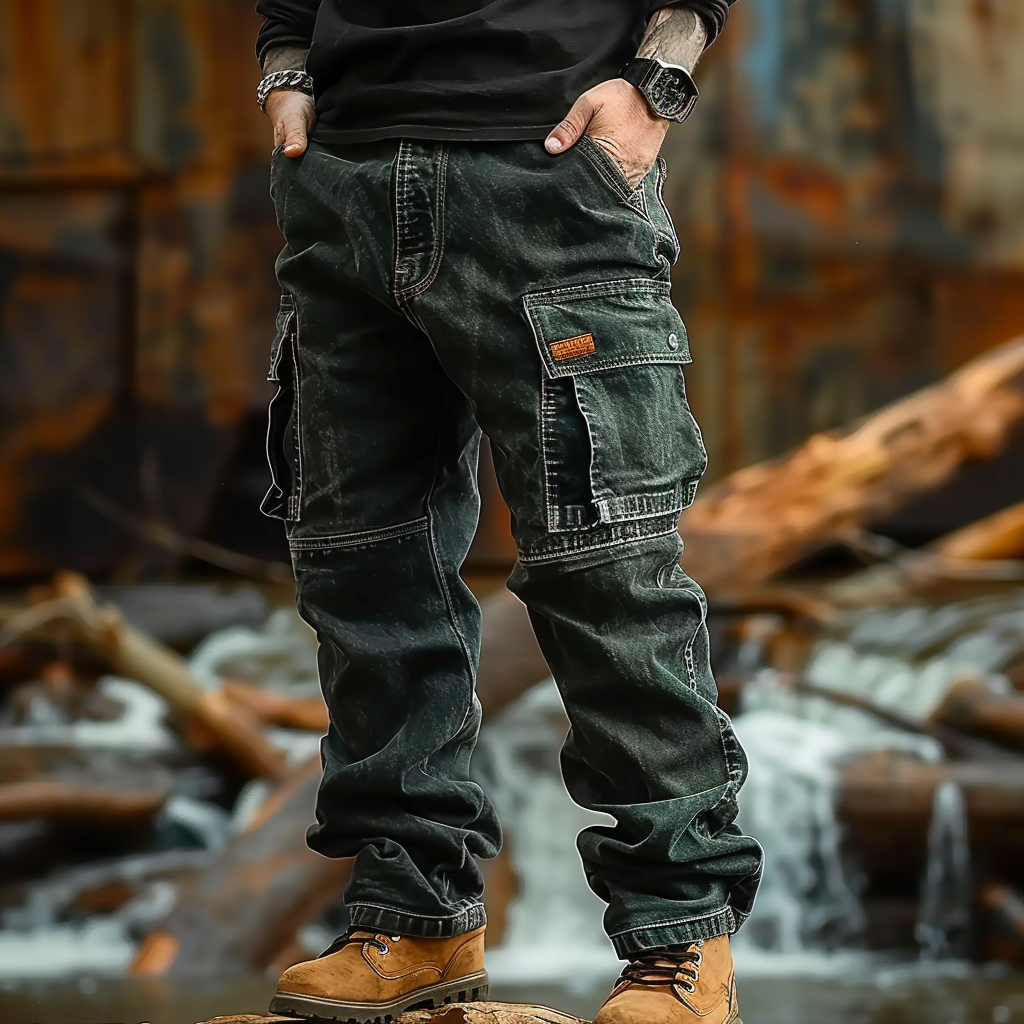Men's Multi-Pocket Vintage Outdoor Work Trousers-Unitsen
