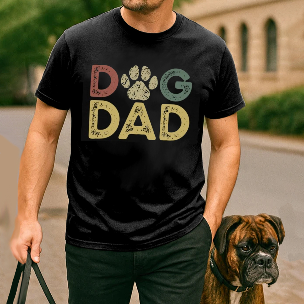 Vintage "Dog Dad" Graphic T-Shirt-Unitsen