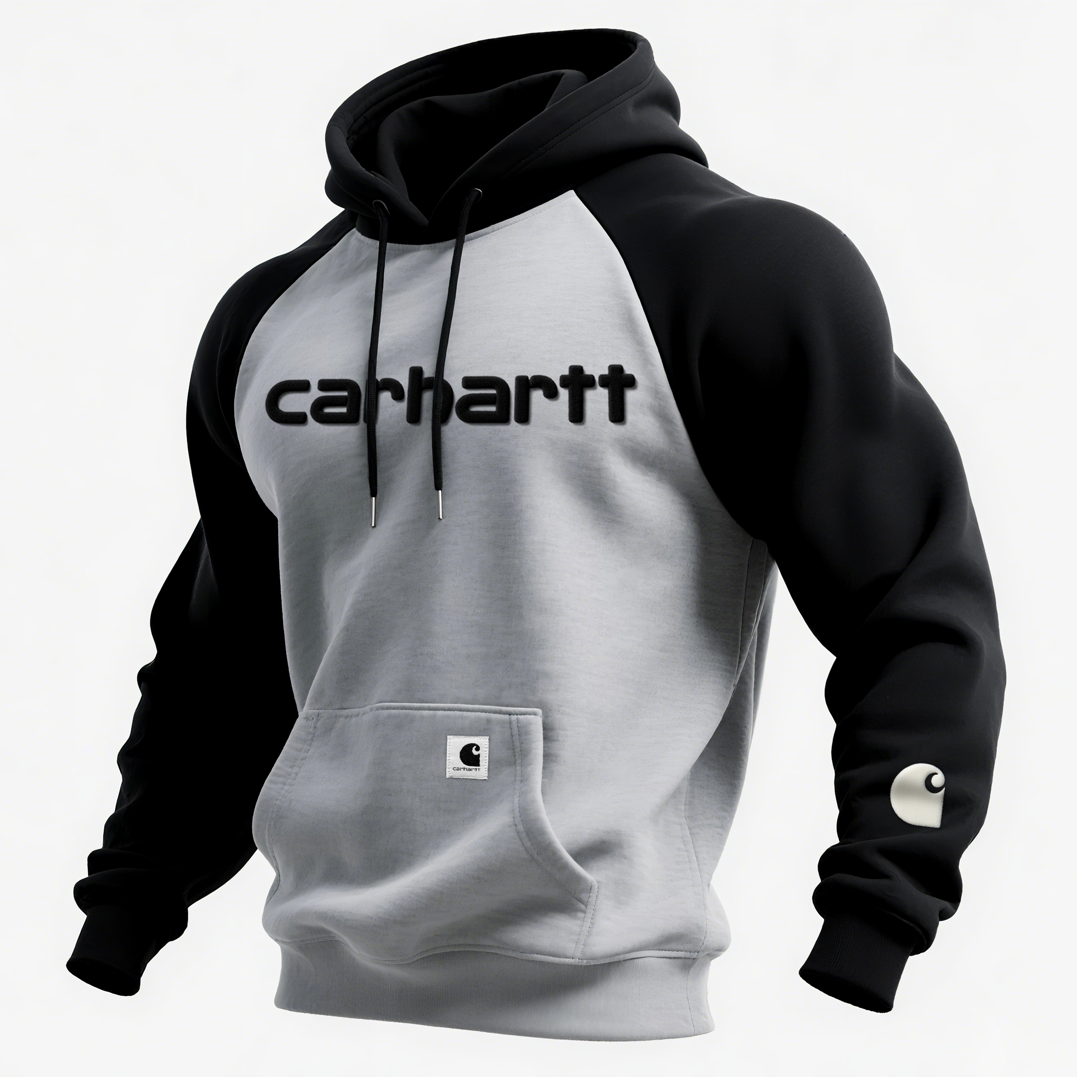 Men's Flocked Casual Contrast Color Raglan Sleeve Hooded Sweatshirt-Unitsen