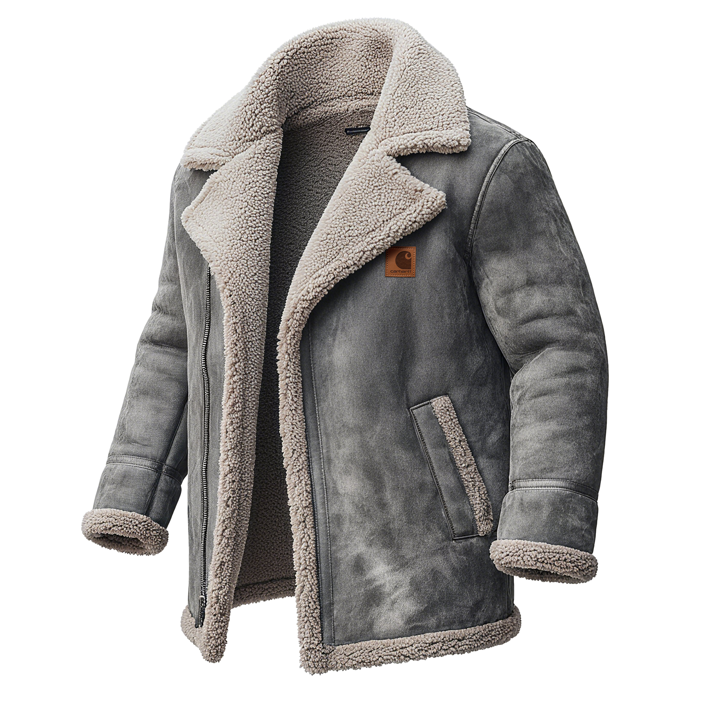 Men's Retro Style Suede Lapel Jacket Lambswool Lined Thickened Top-Unitsen