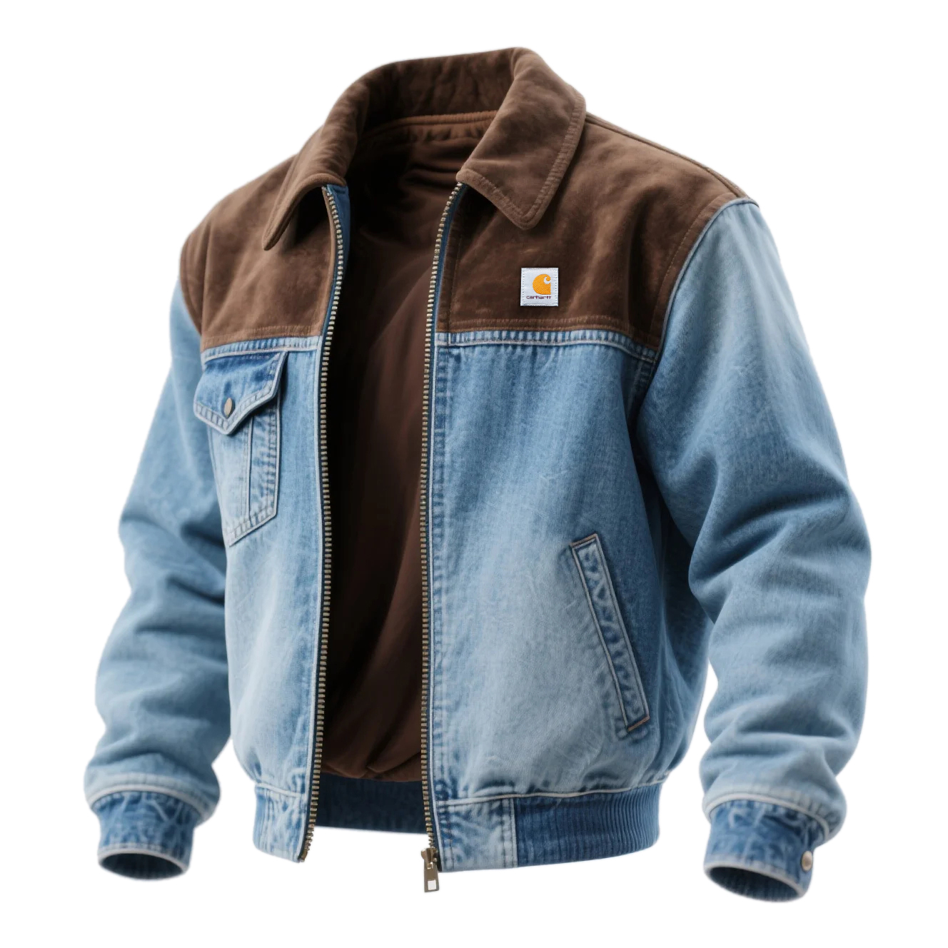 Men's Retro Contrast Color Stitching Denim Lapel Jacket-Unitsen