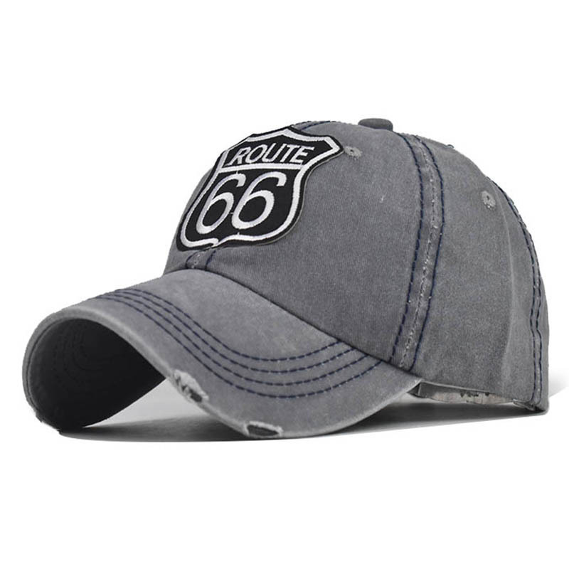 Route 66 Letter Embroidered Washed Baseball Cap-Unitsen