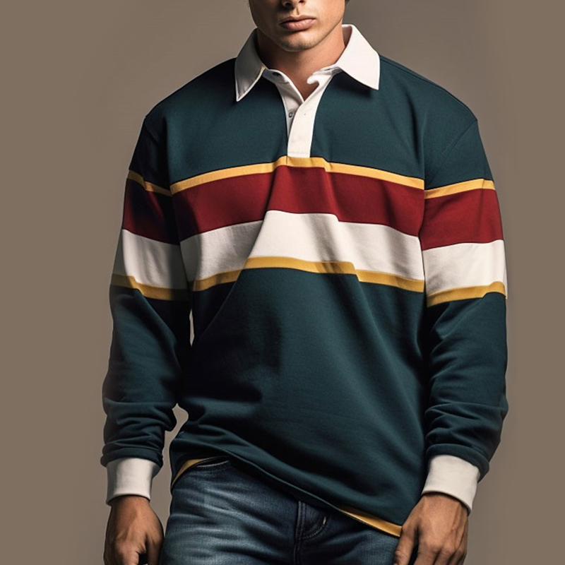 Stylish Striped Rugby Shirt For Men - Perfect For Casual And Sporty Looks-Unitsen