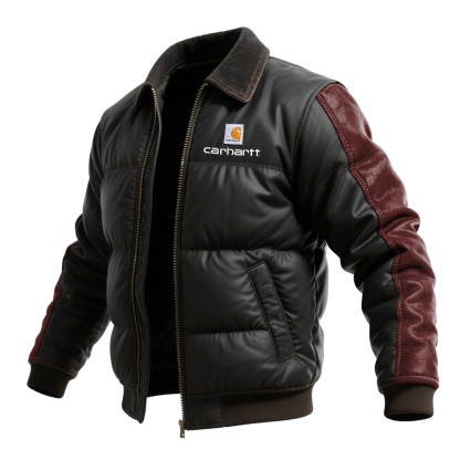 Leather Quilted Bomber Thick And Warm Cotton With Contrast Sleeves For Ultimate Warmth And Style-Unitsen