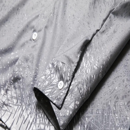 Men's Shirt Gray 3D Print Outdoor Street Long Sleeve Button-Down Print Casual Breathable-Unitsen