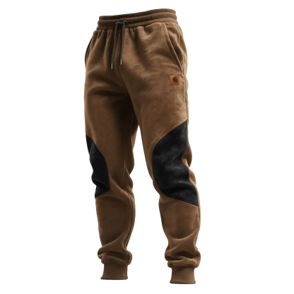 Men's Contrast Color Stitching Elastic Waist Drawstring Trousers-Unitsen