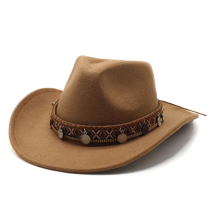 Unisex Stylish Western Cowboy Hat With Embellished Band - Perfect For Festivals And Casual Wear-Unitsen