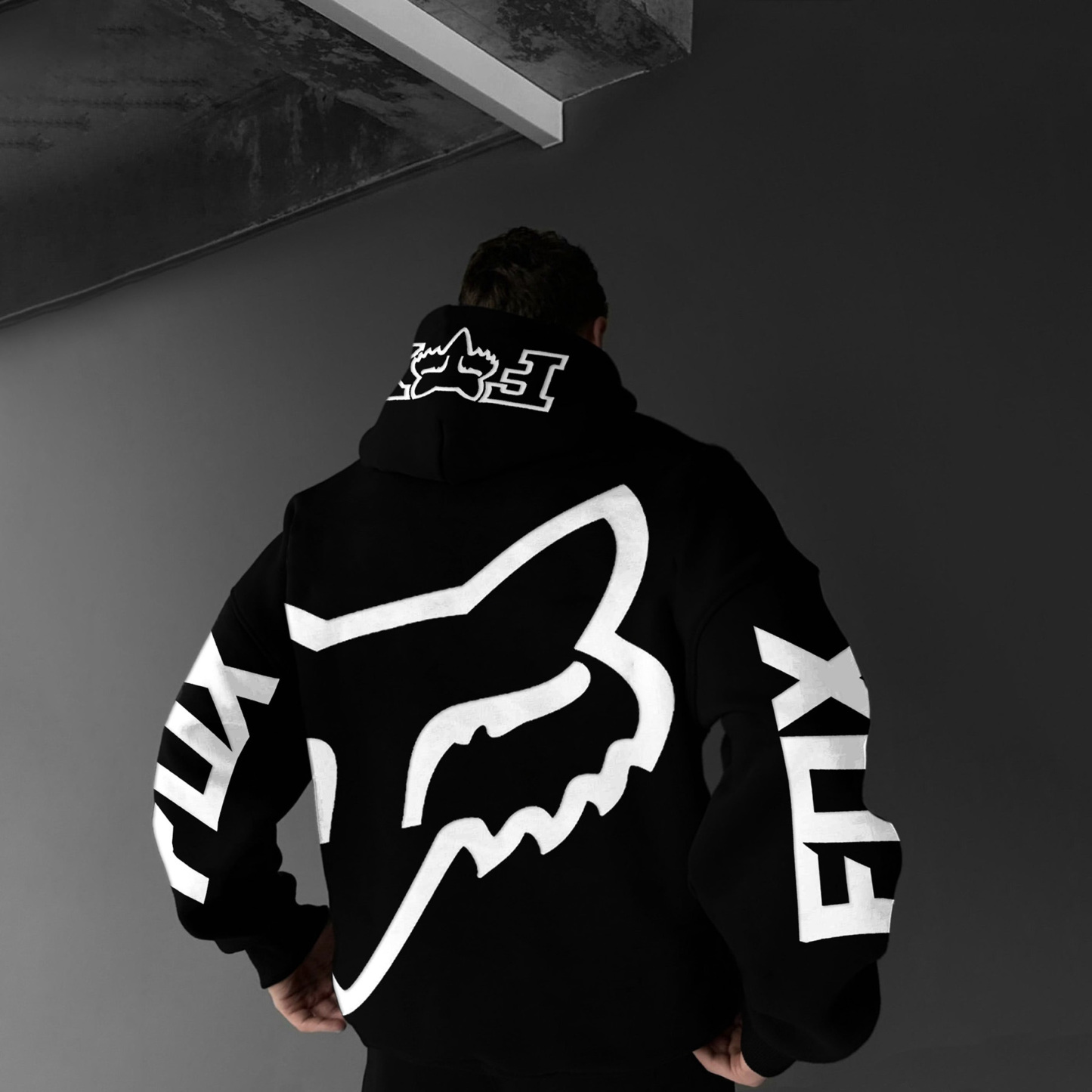 Oversize Racing Print Hoodie-Unitsen
