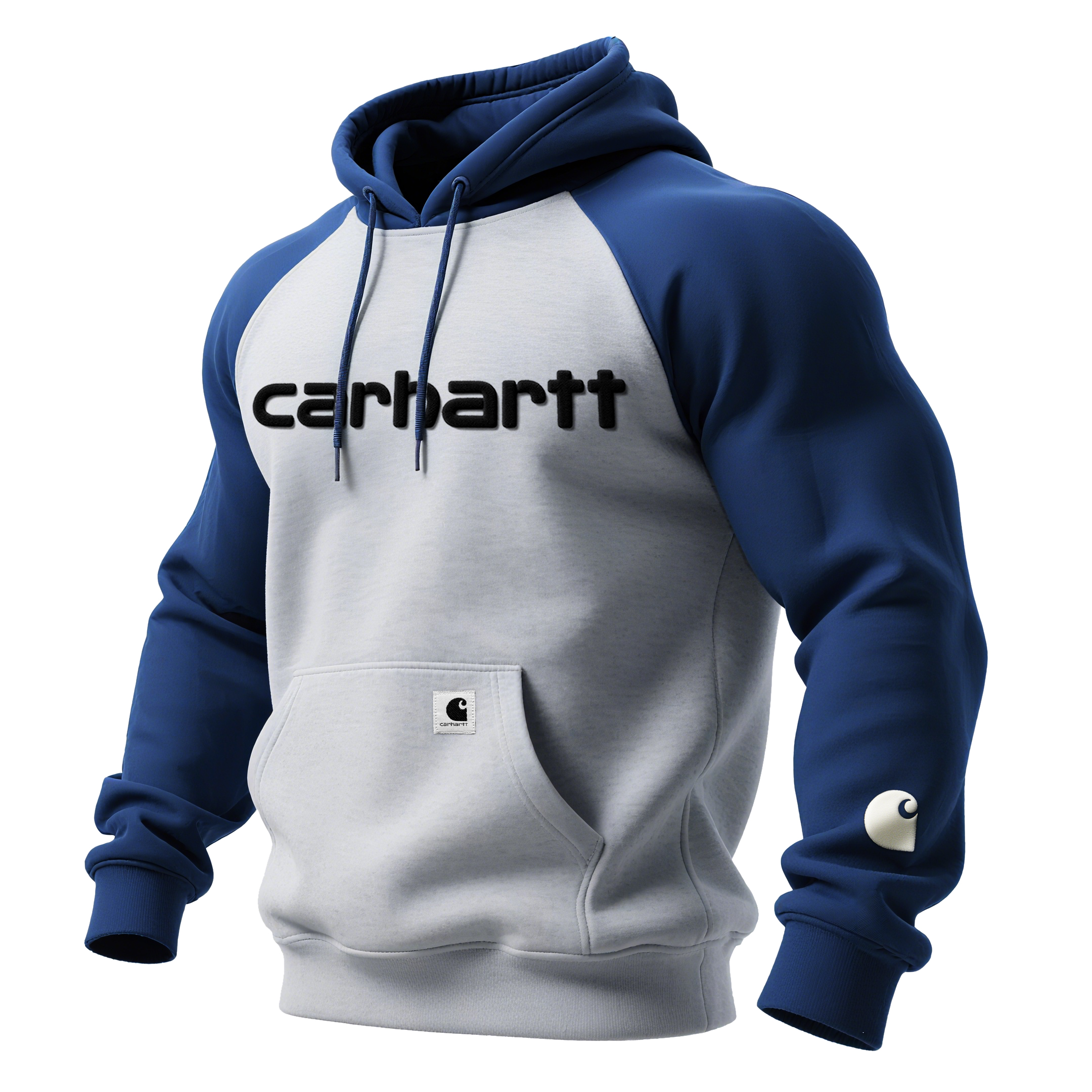 Men's Flocked Casual Contrast Color Raglan Sleeve Hooded Sweatshirt-Unitsen