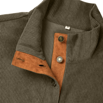 Cotosen Original Design Men's Corduroy Sweatshirt Elbow Patch Sweatshirt Outdoor Casual Stand Collar Long Sleeve Sweatshirt-Unitsen