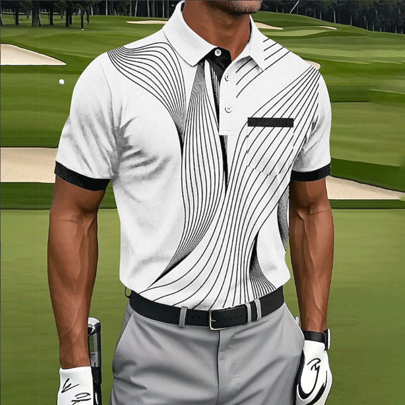 Stylish Golf Polo Shirt With Modern Striped Design For Men-Unitsen