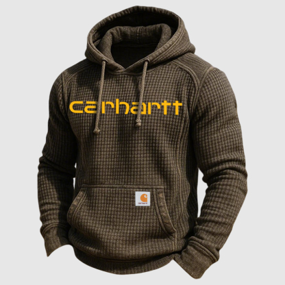 Men's Retro Knitted Waffle 3D Texture Hooded Casual Long-sleeved Sweatshirt-Unitsen