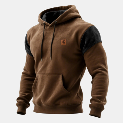 Outdoor Men's Casual Contrast Color Stitching Hooded Sweatshirt Retro Western Sweatshirt-Unitsen
