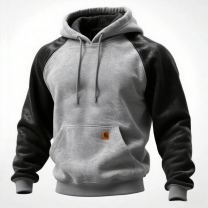 Men's Retro Casual Contrast Color Stitching Hooded Sweatshirt-Unitsen