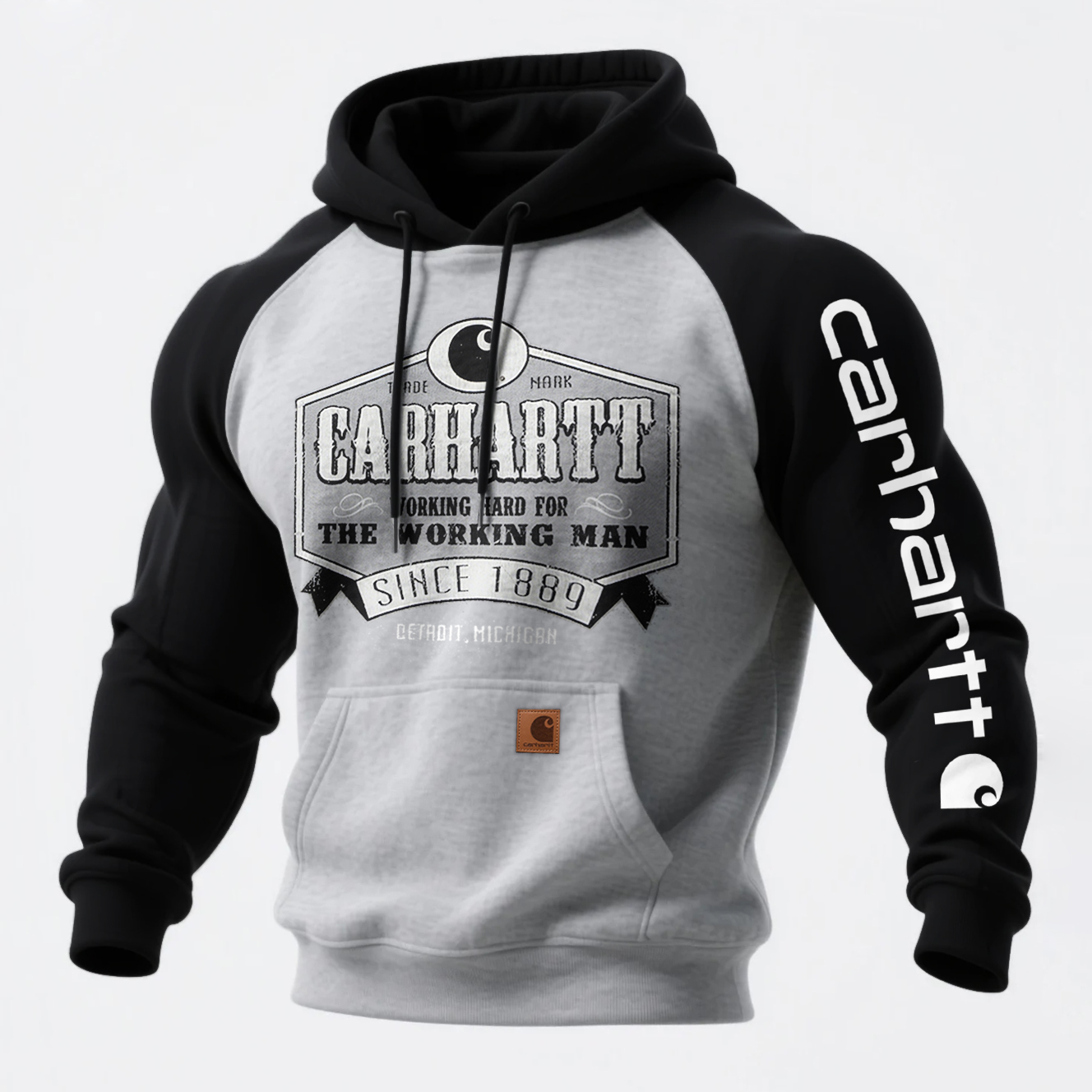 Men's Casual Contrast Color Raglan Sleeve Hooded Sweatshirt-Unitsen