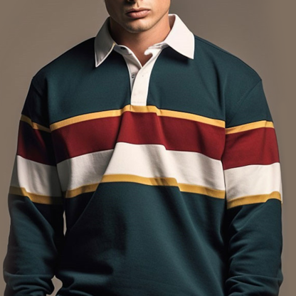 Stylish Striped Rugby Shirt For Men - Perfect For Casual And Sporty Looks-Unitsen