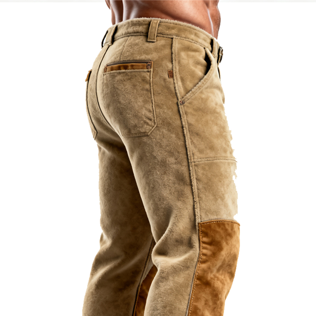 Men's Outdoor Durable Work Trousers Training Suede Patchwork Casual Pants-Unitsen
