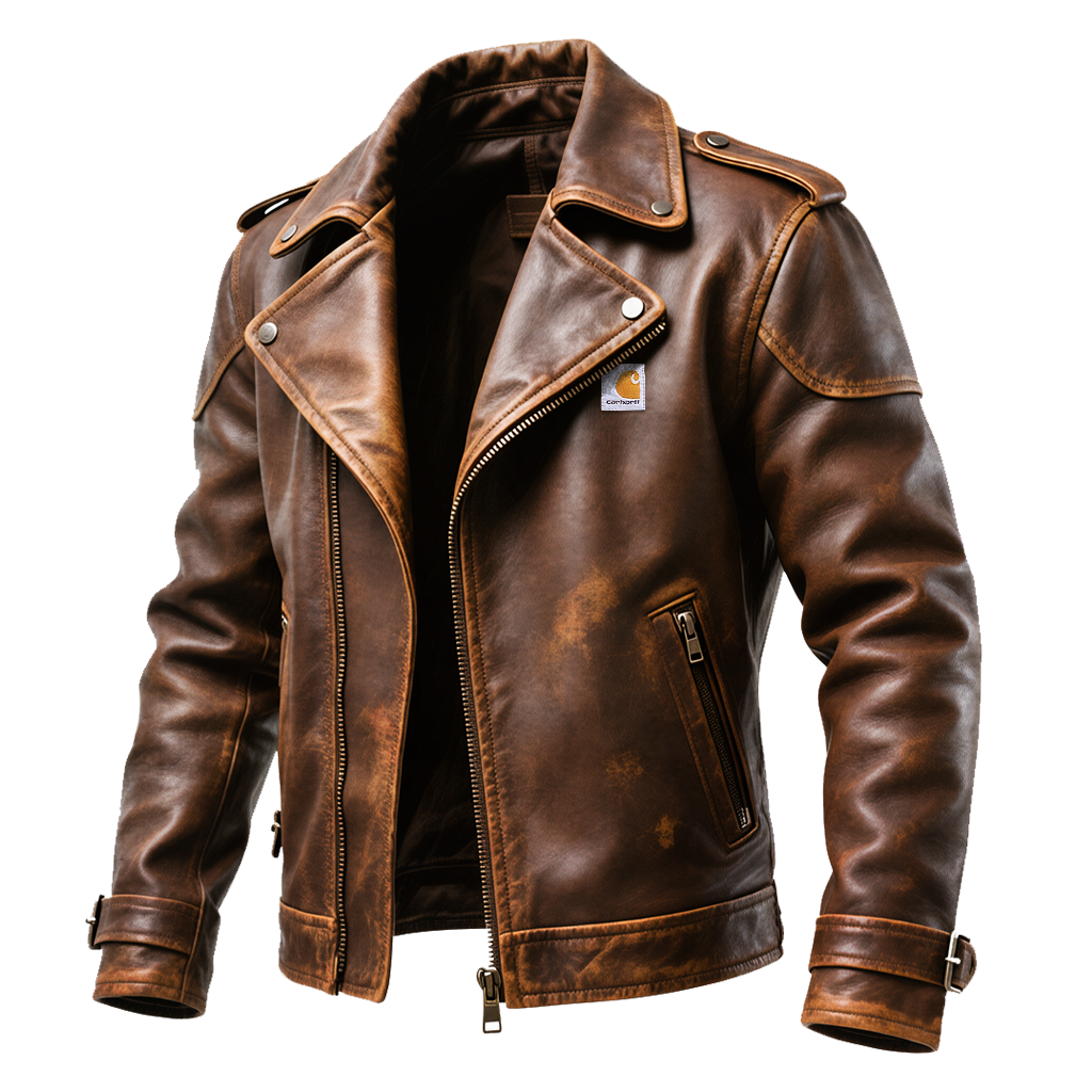 Cowboy Distressed Brown Leather Jacket For Men - Perfect For Casual And Biker Style-Unitsen