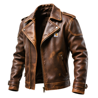Cowboy Distressed Brown Leather Jacket For Men - Perfect For Casual And Biker Style-Unitsen