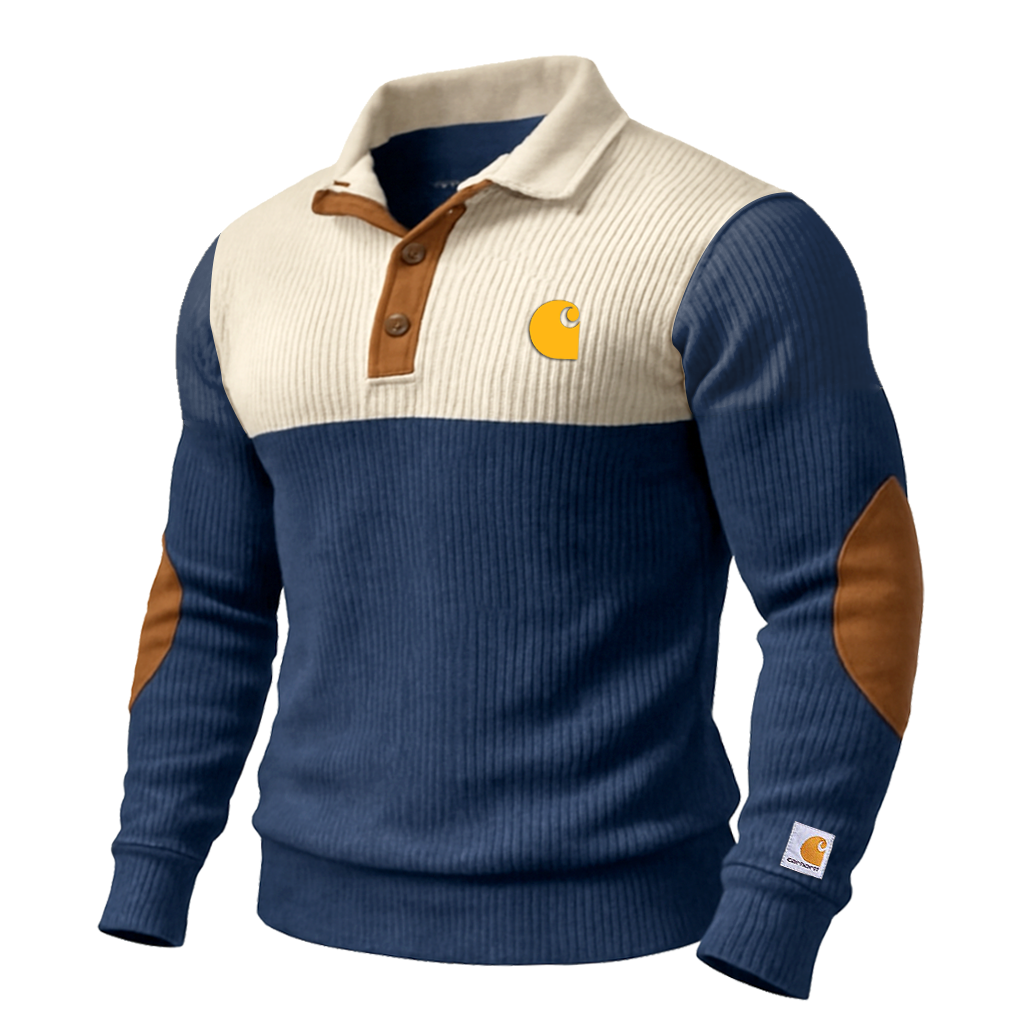 Men's Half-Zip Suede Splicing Pullover With Elbow Patches - Perfect For Casual And Outdoor Activities-Unitsen