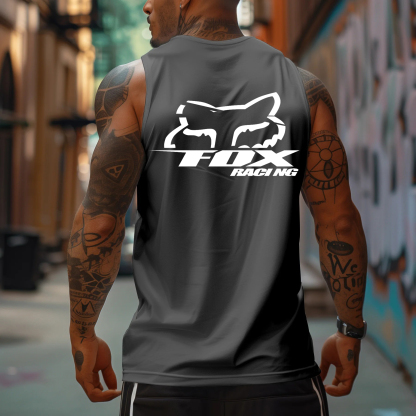 Men's Racing Logo Print Sports Tank Top-Unitsen