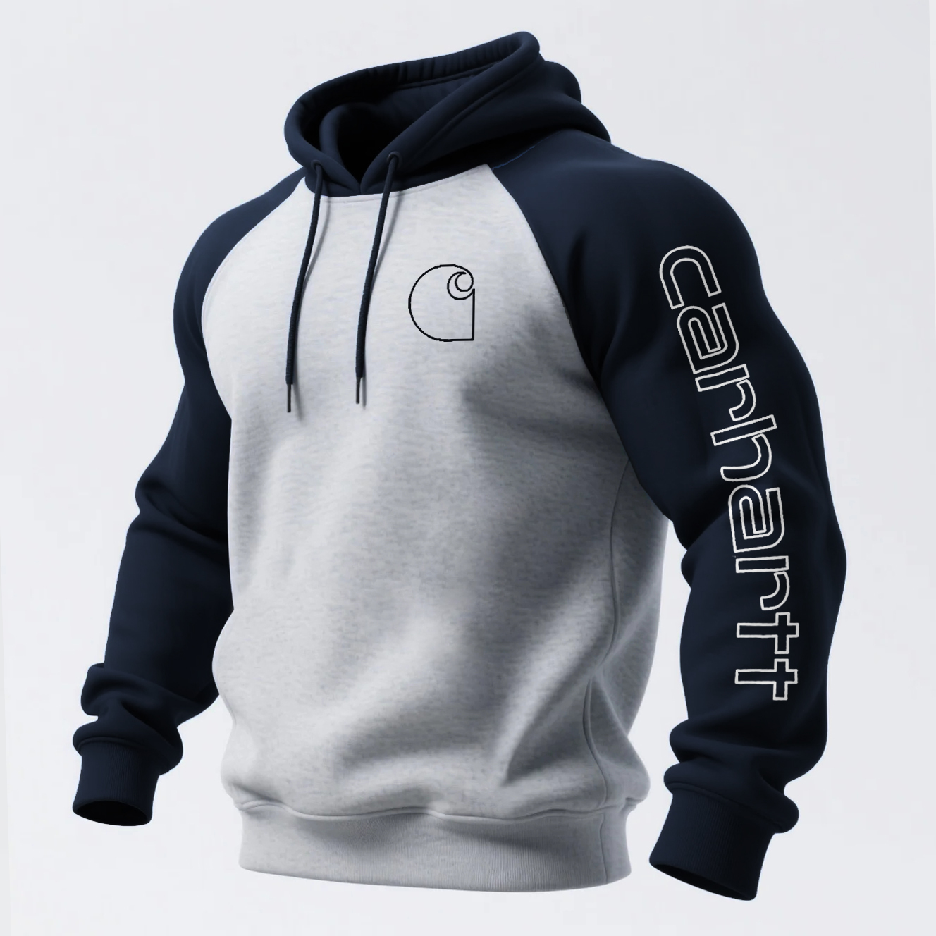 Carhartt Men's Loose Casual Contrast Color Raglan Sleeve Hooded Sweatshirt-Unitsen