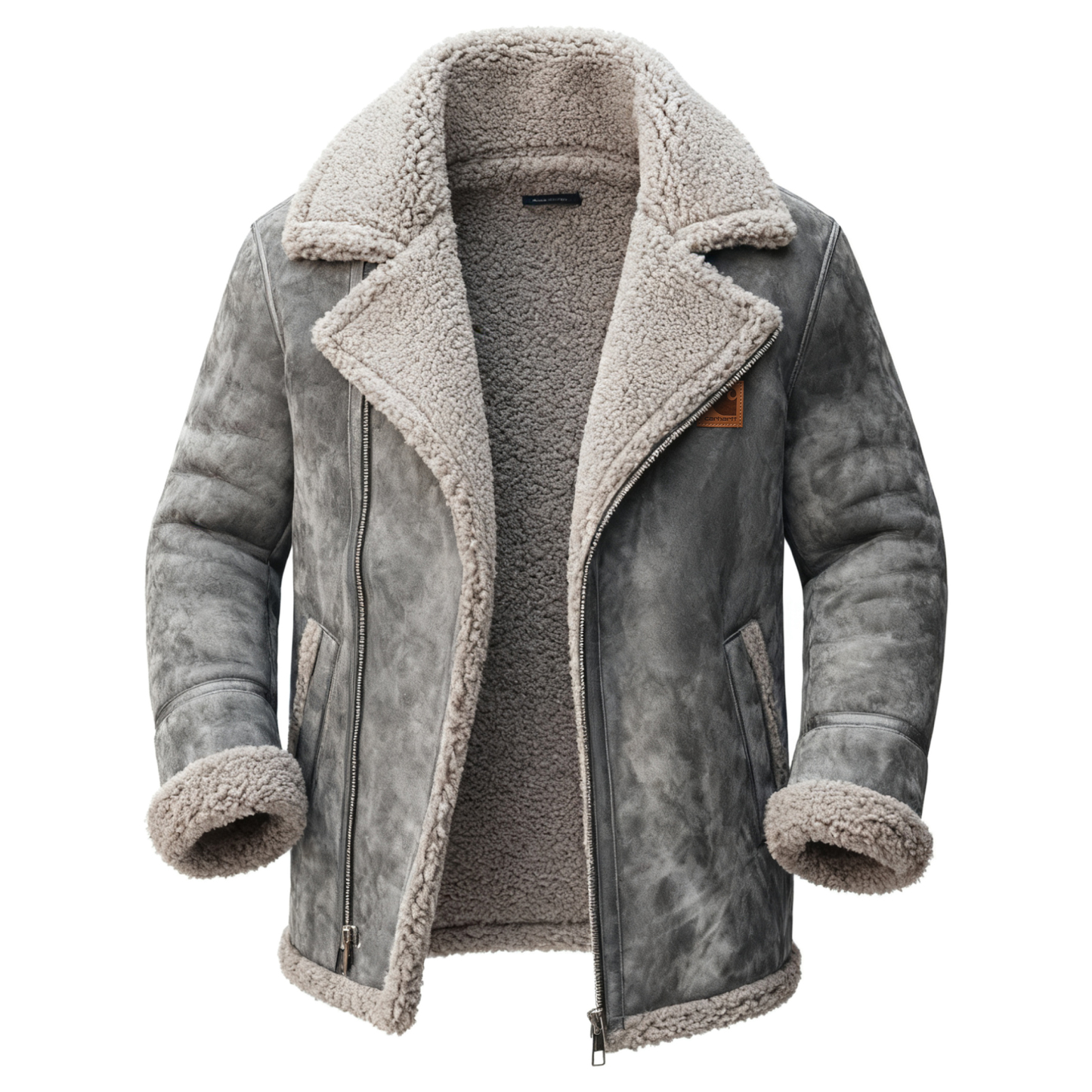 Men's Retro Style Suede Lapel Jacket Lambswool Lined Thickened Top-Unitsen