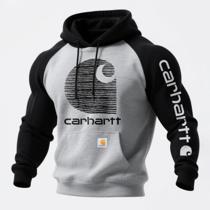 Loose Casual Contrast Color Raglan Sleeve Hooded Sweatshirt-Unitsen