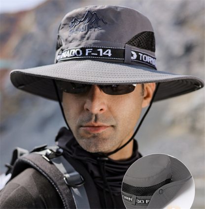 UPF 50+ Summer Hats Men Sun Protector UV-proof Breathable Bucket Hat Large Wide Brim Hiking Outdoor Fishing Beach Cap-Unitsen
