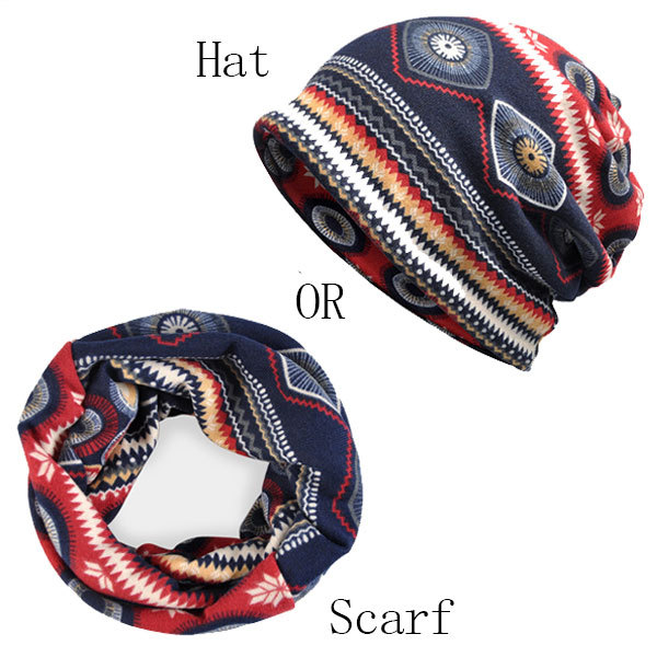 Ethnic Floral Double Use Outdoor Knitted Hat-Unitsen