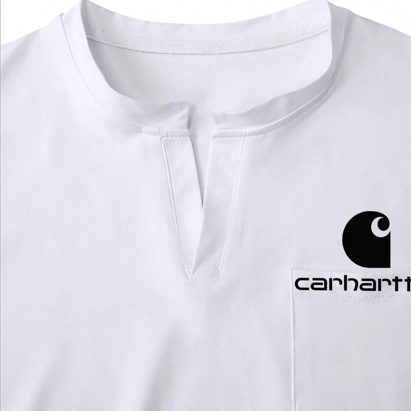 Carhartt Men's Casual Henley V Neck Pocket White T-Shirt-Unitsen