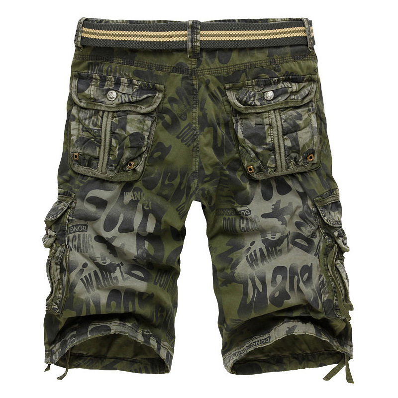 Men's Multi Pocket Distressed Washed Vintage Camo Cargo Pants-Unitsen
