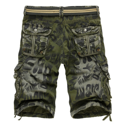 Men's Multi Pocket Distressed Washed Vintage Camo Cargo Pants-Unitsen