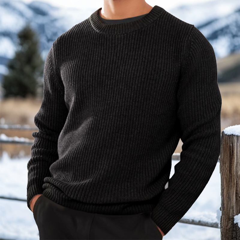 Men's Retro Western Style Knitted Sweater Crew Neck Pullover-Unitsen