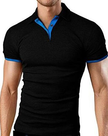 Men's T Shirt Tee Polo Shirt Golf Shirt Turndown Casual Soft Breathable Short Sleeve Lake Blue Black White Solid Cloths-Unitsen