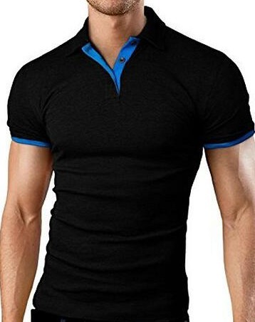 Men's T Shirt Tee Polo Shirt Golf Shirt Turndown Casual Soft Breathable Short Sleeve Lake Blue Black White Solid Cloths-Unitsen
