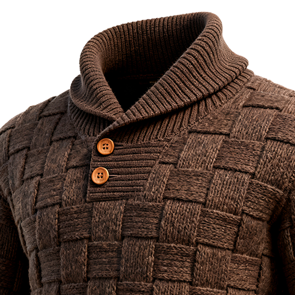 Men's Cable Knit Button-Down Sweater-Unitsen