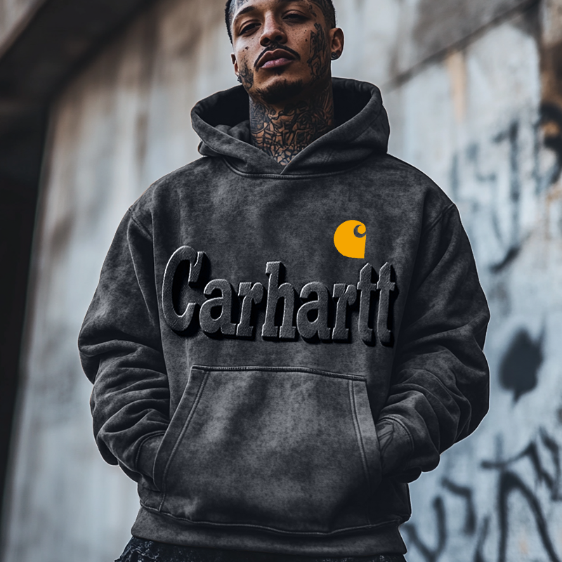 Men's Retro 3d Embossed Distressed Heavy Metal Color Hoodie-Unitsen