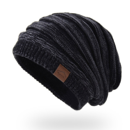 Leather Label Knitted Hat Warm Hat For Men And Women-Unitsen