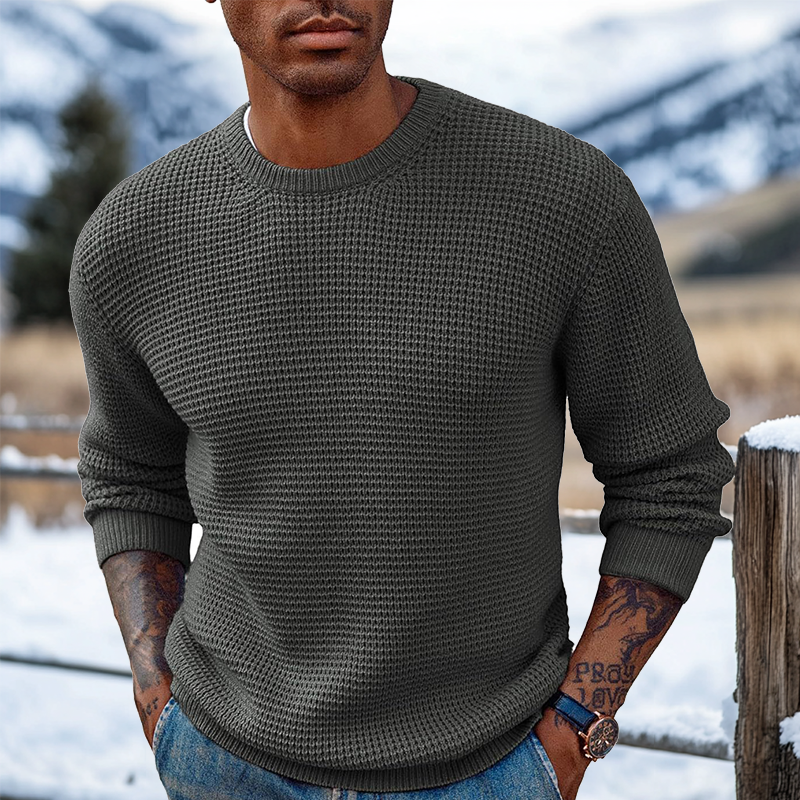 Men's Retro Crew Neck Western Style Knitted Sweater Pullover-Unitsen