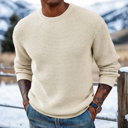 Men's Retro Crew Neck Western Style Knitted Sweater Pullover-Unitsen
