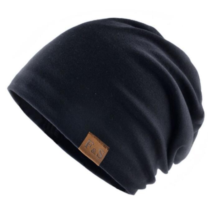 Men's Winter Leather Label Brimless Loose Hat-Unitsen