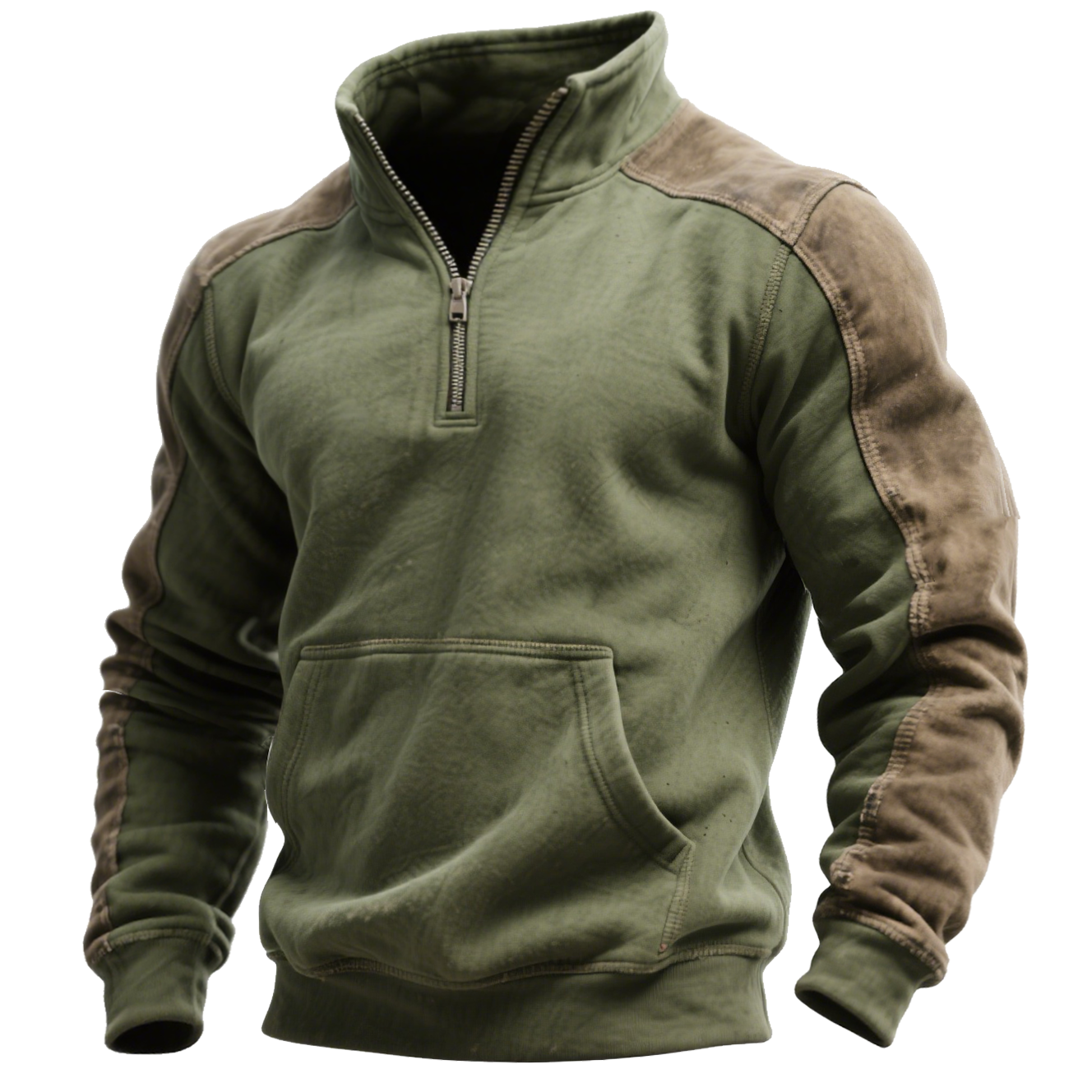 Men's Half-Zip Sweatshirt With Contrast Shoulder Panels-Unitsen