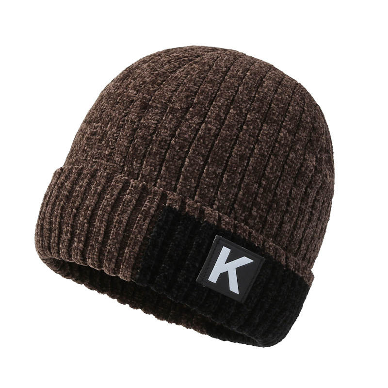1pc Fleece Lined Knitted Beanie Chenille Head-Wrapped Knitted Hat Outdoor Cycling And Cold Protection-Unitsen