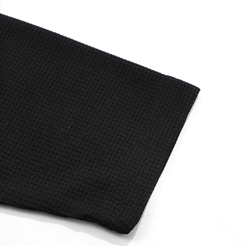 Men's Casual Waffle Country Western Patchwork Neck Long Sleeves Henley T Shirt With Chest Pocket-Unitsen